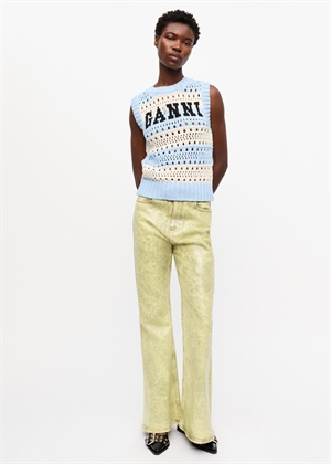 Cotton mix striped vest Soft Chambray K2486 Ganni 